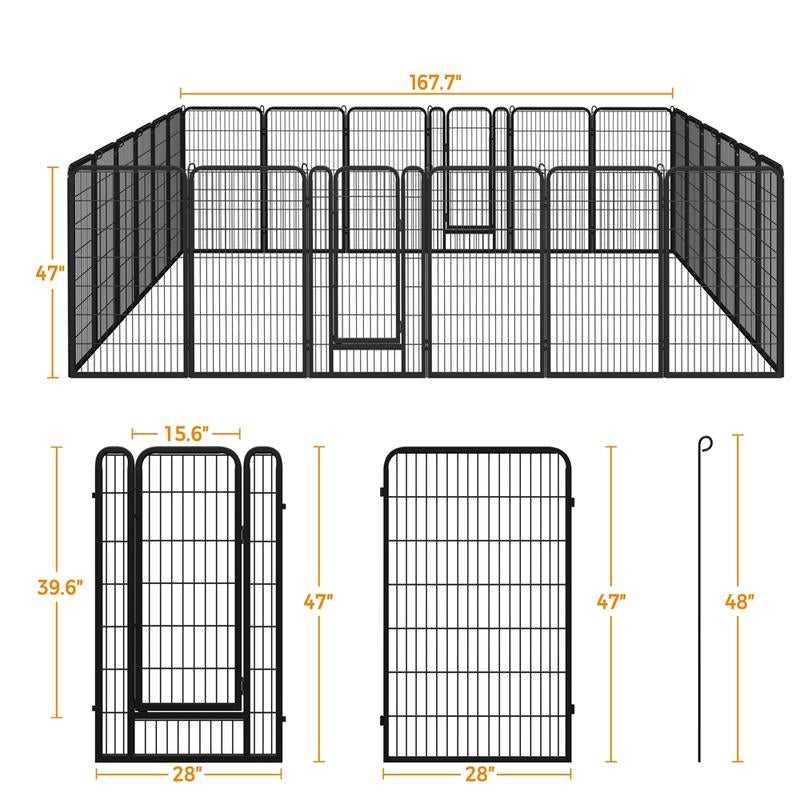 【On Sale】 Yaheetech Dog Playpen 6/8/12/16 Panels Metal Pet Playpen, Outdoor Indoor Dog Exercise Barrier Fence, 24/32/40/47 Inch