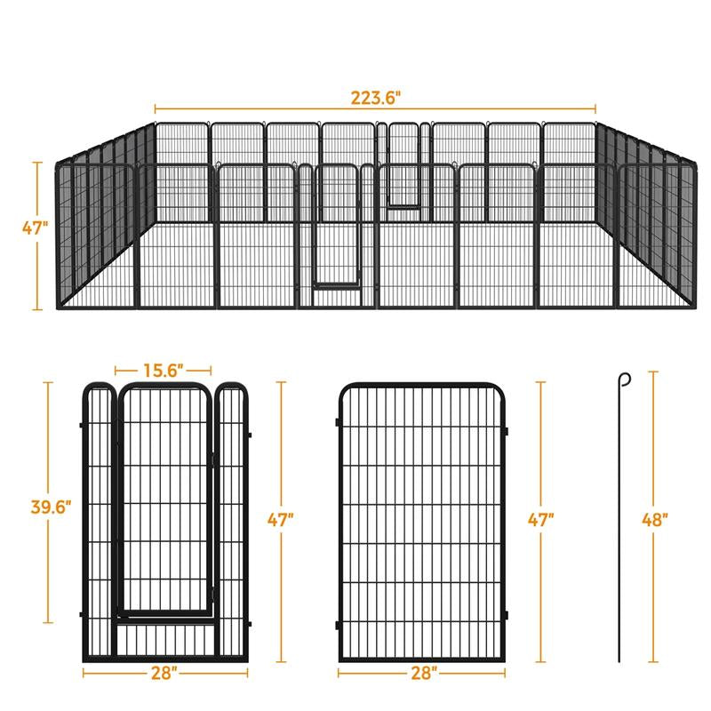 【On Sale】 Yaheetech Dog Playpen 6/8/12/16 Panels Metal Pet Playpen, Outdoor Indoor Dog Exercise Barrier Fence, 24/32/40/47 Inch