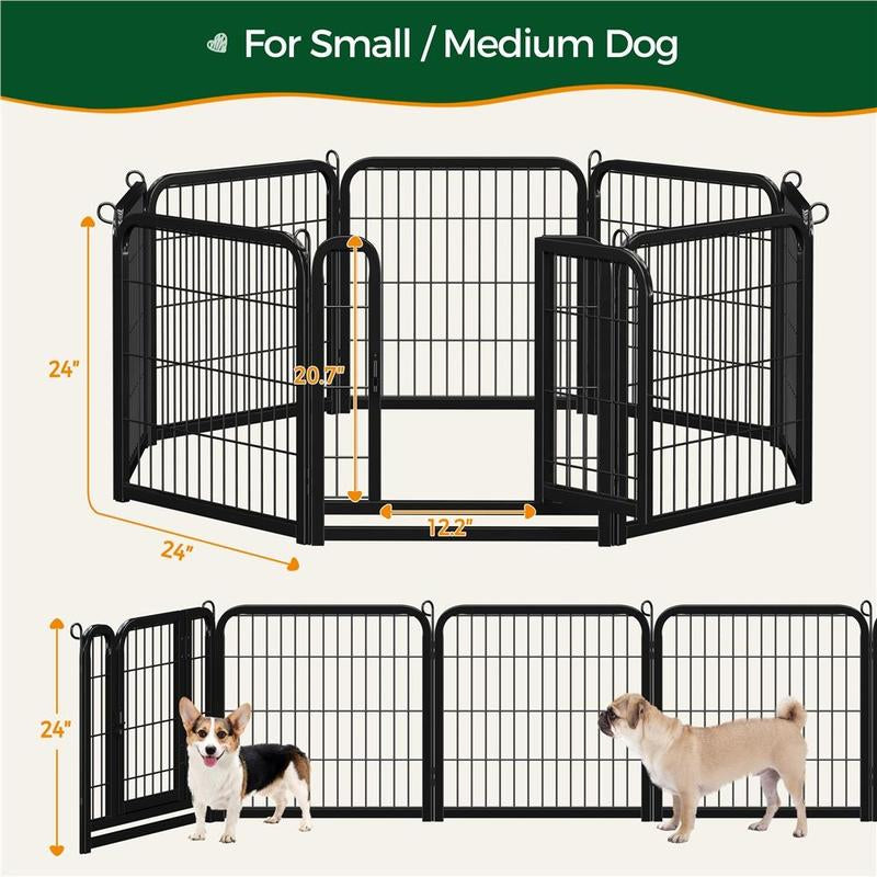 【On Sale】 Yaheetech Dog Playpen 6/8/12/16 Panels Metal Pet Playpen, Outdoor Indoor Dog Exercise Barrier Fence, 24/32/40/47 Inch