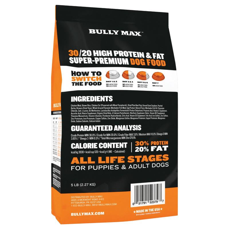 Bully Max 30/20 High Protein Dog Food 535 Calories per Cup with Trumune Technology, Supports Muscle Growth, Made in the USA, Suitable for All Ages