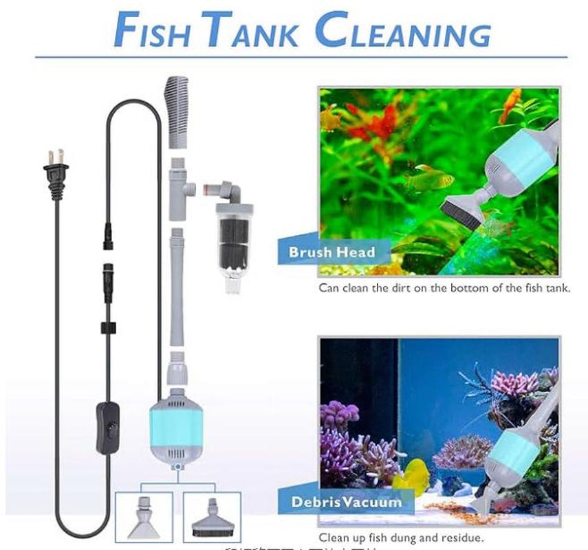 Hygger 360GPH Electric Aquarium Gravel Cleaner, 5 in 1 Automatic Fish Tank Cleaning Tool Set Vacuum Water Changer Sand Washer Filter Siphon Adjustable Length Pet Supplies