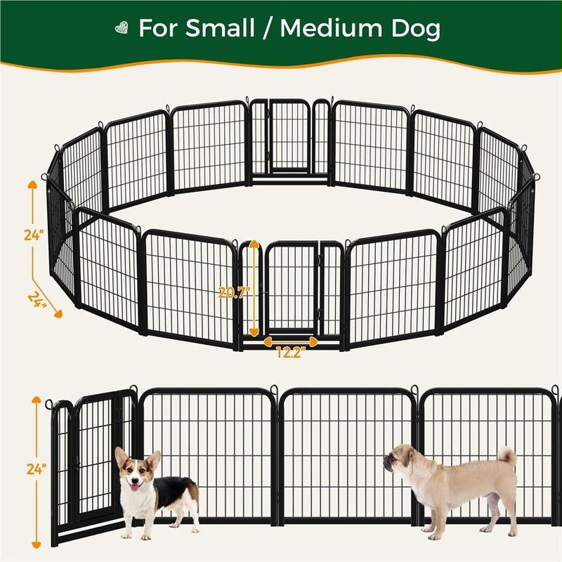 【On Sale】 Yaheetech Dog Playpen 6/8/12/16 Panels Metal Pet Playpen, Outdoor Indoor Dog Exercise Barrier Fence, 24/32/40/47 Inch