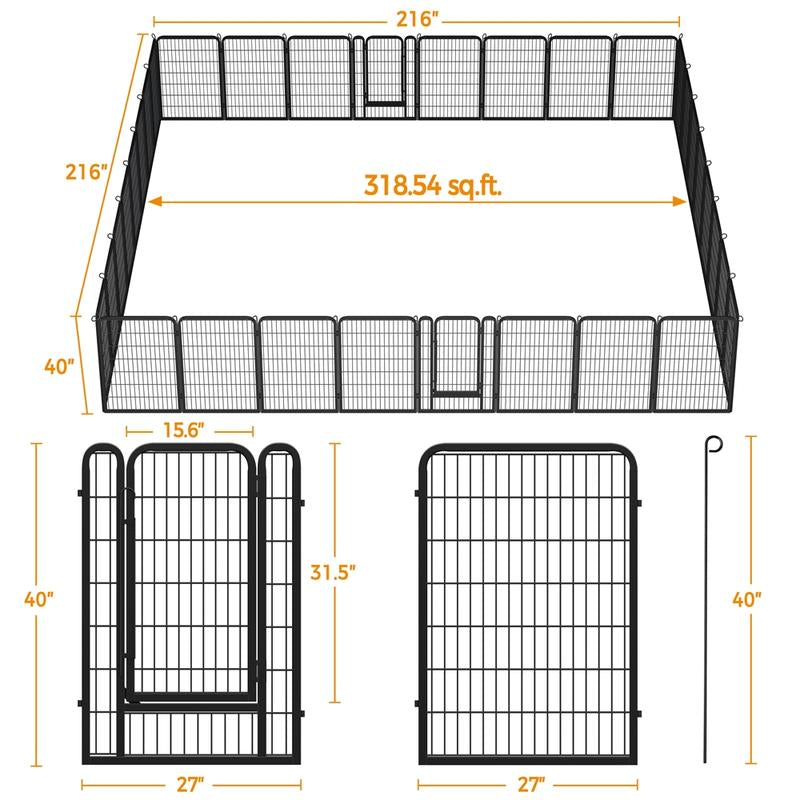 【On Sale】 Yaheetech Dog Playpen 6/8/12/16 Panels Metal Pet Playpen, Outdoor Indoor Dog Exercise Barrier Fence, 24/32/40/47 Inch