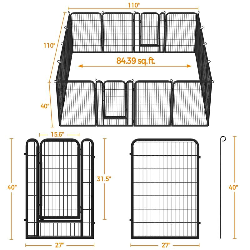 【On Sale】 Yaheetech Dog Playpen 6/8/12/16 Panels Metal Pet Playpen, Outdoor Indoor Dog Exercise Barrier Fence, 24/32/40/47 Inch