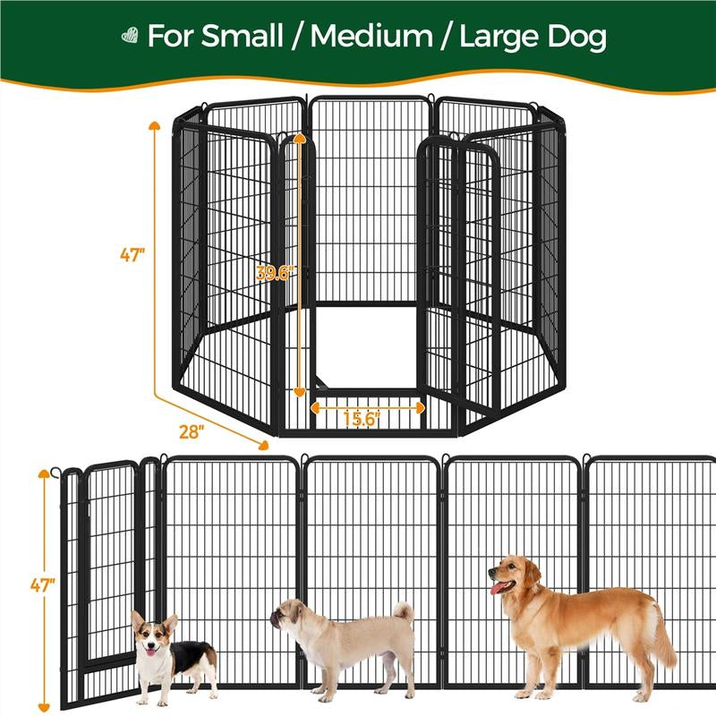 【On Sale】 Yaheetech Dog Playpen 6/8/12/16 Panels Metal Pet Playpen, Outdoor Indoor Dog Exercise Barrier Fence, 24/32/40/47 Inch