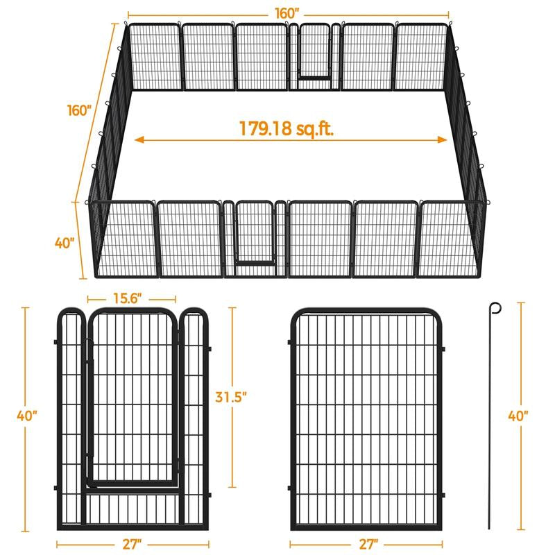 【On Sale】 Yaheetech Dog Playpen 6/8/12/16 Panels Metal Pet Playpen, Outdoor Indoor Dog Exercise Barrier Fence, 24/32/40/47 Inch
