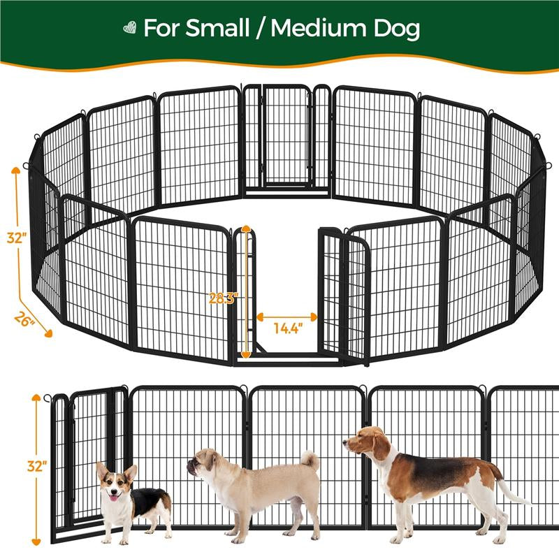 【On Sale】 Yaheetech Dog Playpen 6/8/12/16 Panels Metal Pet Playpen, Outdoor Indoor Dog Exercise Barrier Fence, 24/32/40/47 Inch