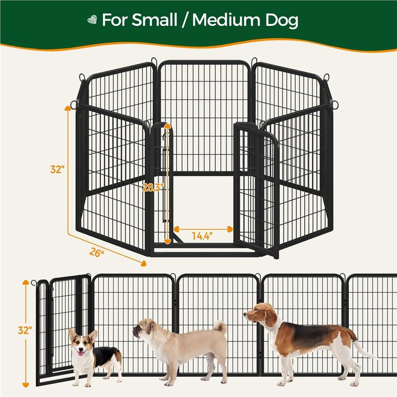 【On Sale】 Yaheetech Dog Playpen 6/8/12/16 Panels Metal Pet Playpen, Outdoor Indoor Dog Exercise Barrier Fence, 24/32/40/47 Inch