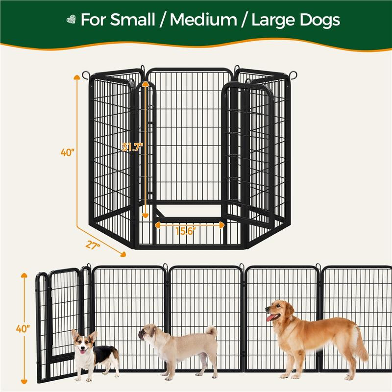 【On Sale】 Yaheetech Dog Playpen 6/8/12/16 Panels Metal Pet Playpen, Outdoor Indoor Dog Exercise Barrier Fence, 24/32/40/47 Inch