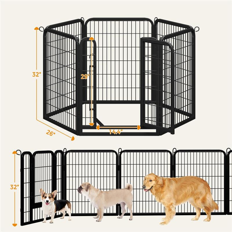 【On Sale】 Yaheetech Dog Playpen 6/8/12/16 Panels Metal Pet Playpen, Outdoor Indoor Dog Exercise Barrier Fence, 24/32/40/47 Inch