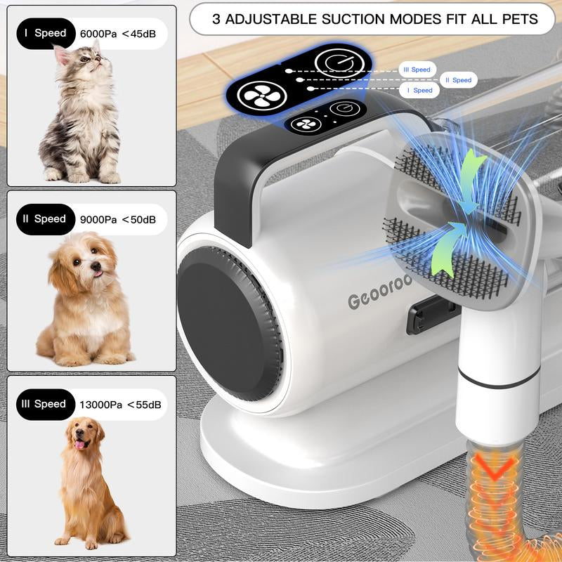Geoorood Dog Grooming Vacuum Kit with 13000Pa Suction Power & 2.2L Dust Collection for Furry Animal Cleaning #Tiktokshopbacktoschool