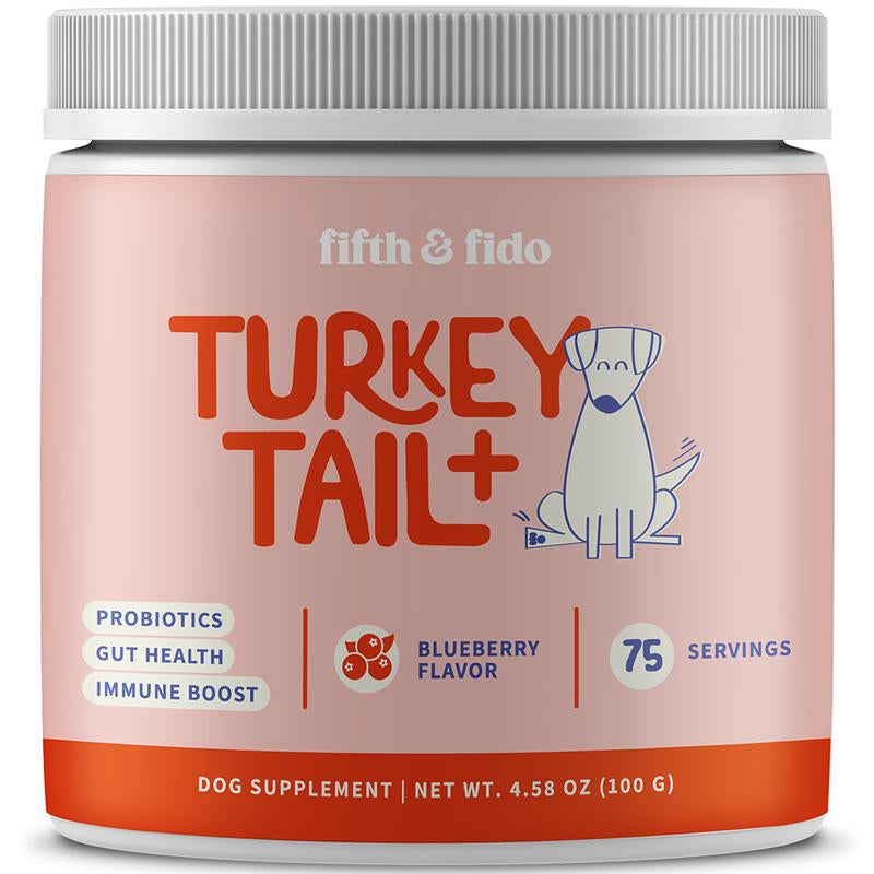 Fifth & Fido Turkey Tail+ - Dog Food Topper with Probiotics for Lipomas, Immune Support & Gut Health - 75 Servings - Bacon Flavor - Natural Allergy Relief - Supplements
