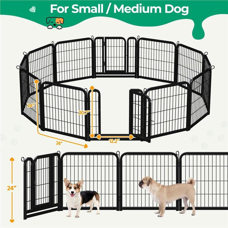 【On Sale】 Yaheetech Dog Playpen 6/8/12/16 Panels Metal Pet Playpen, Outdoor Indoor Dog Exercise Barrier Fence, 24/32/40/47 Inch
