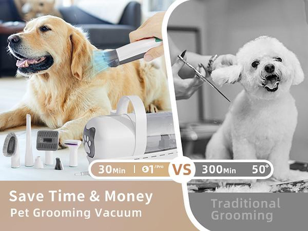 7-In-1 Pet Grooming Kit with Vacuum Function for Dogs Cats Low Noise Design Includes 6 Guide Combs for Precise Trimming