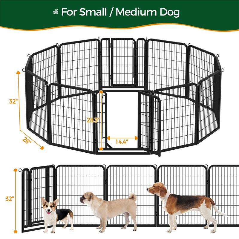 【On Sale】 Yaheetech Dog Playpen 6/8/12/16 Panels Metal Pet Playpen, Outdoor Indoor Dog Exercise Barrier Fence, 24/32/40/47 Inch