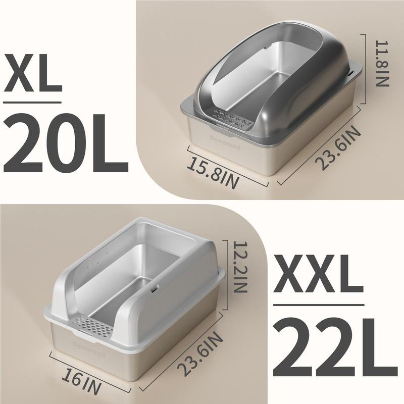 【Geoorood】Geoorood XXL Cat Litter Box Stainless Steel 20L with Lid, XL Large Metal Litter Box High Sided Design,Anti-Urine Leakage, Include Cat Mat & Litter Scoop, Never Absorbs Odors, Easy Cleaning, Non-Sticky,#Catsoft #Catlovers#Tiktokshopbacktoschool