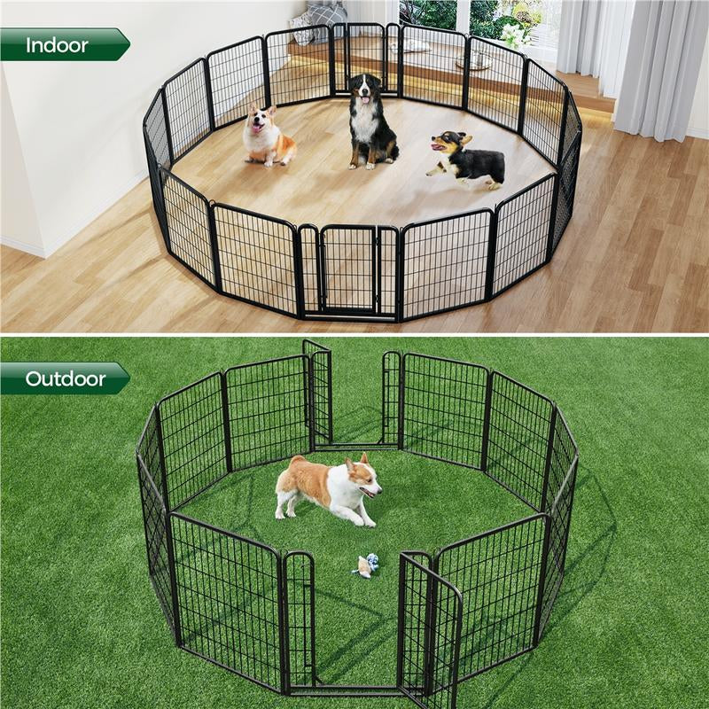 【On Sale】 Yaheetech Dog Playpen 6/8/12/16 Panels Metal Pet Playpen, Outdoor Indoor Dog Exercise Barrier Fence, 24/32/40/47 Inch