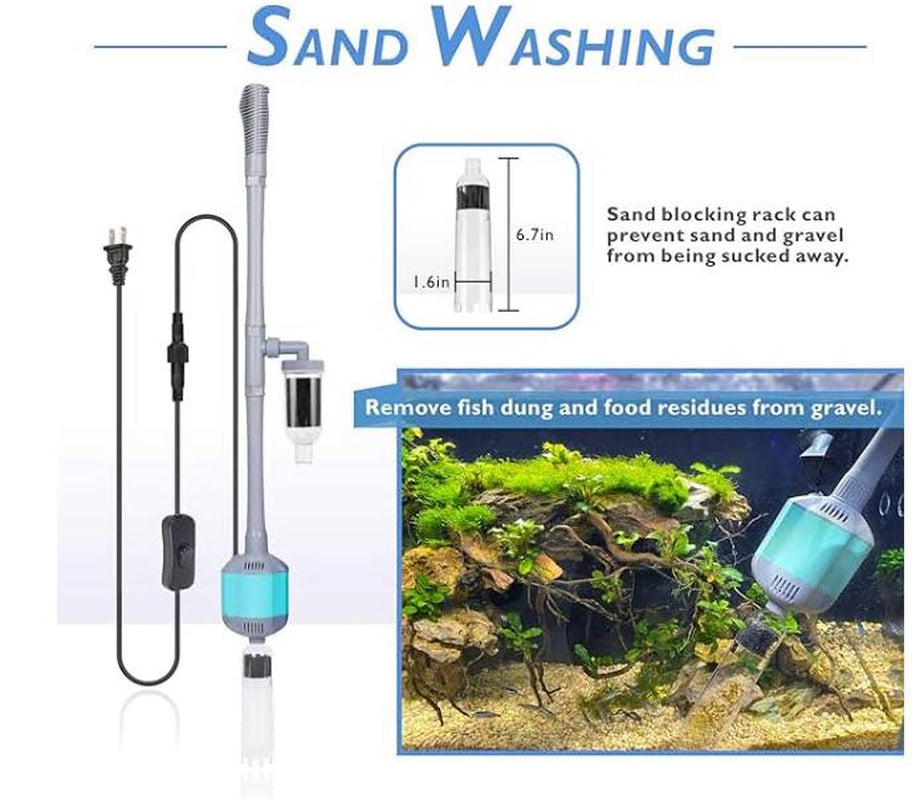 Hygger 360GPH Electric Aquarium Gravel Cleaner, 5 in 1 Automatic Fish Tank Cleaning Tool Set Vacuum Water Changer Sand Washer Filter Siphon Adjustable Length Pet Supplies