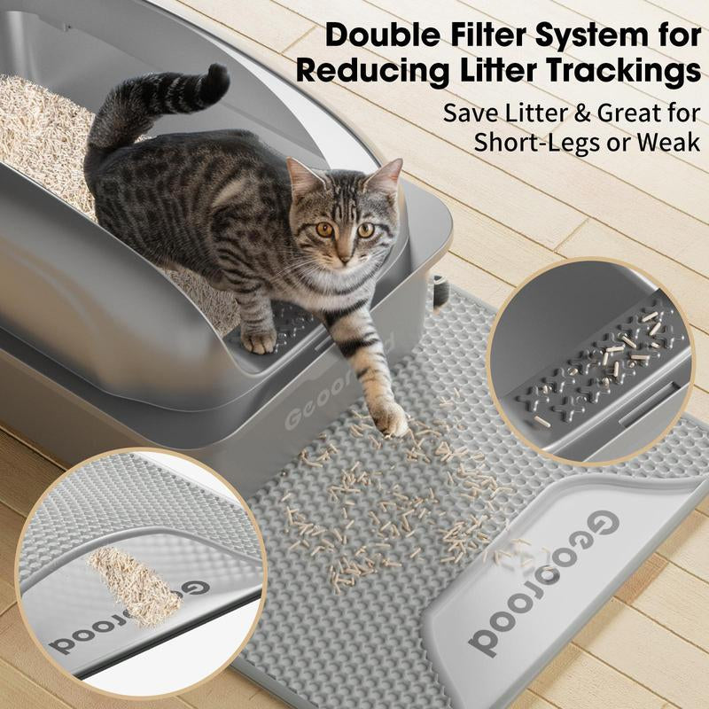 【Geoorood】Geoorood XXL Cat Litter Box Stainless Steel 20L with Lid, XL Large Metal Litter Box High Sided Design,Anti-Urine Leakage, Include Cat Mat & Litter Scoop, Never Absorbs Odors, Easy Cleaning, Non-Sticky,#Catsoft #Catlovers#Tiktokshopbacktoschool
