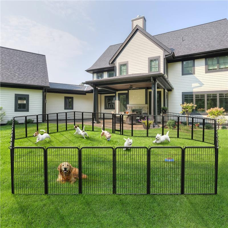 【On Sale】 Yaheetech Dog Playpen 6/8/12/16 Panels Metal Pet Playpen, Outdoor Indoor Dog Exercise Barrier Fence, 24/32/40/47 Inch