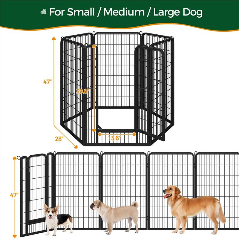 【On Sale】 Yaheetech Dog Playpen 6/8/12/16 Panels Metal Pet Playpen, Outdoor Indoor Dog Exercise Barrier Fence, 24/32/40/47 Inch