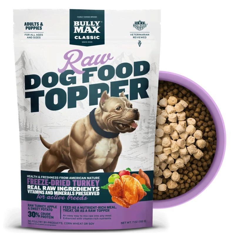 Bully Max Freeze-Dried Raw Dog Food Toppers for Puppies and Adult Dogs - Turkey with Real Fruits & Veggies - Natural Meal Enhancers with Vitamins