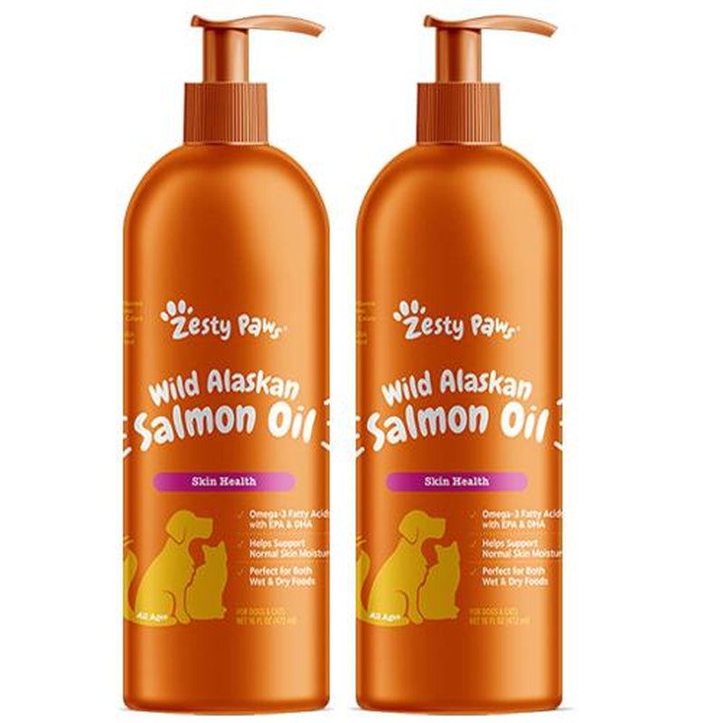 Zesty Paws Wild Alaskan Salmon Oil Formula for Dogs & Cats, Omega 3 Fatty Acid Fish Oil with EPA & DHA for Dog Skin and Coat