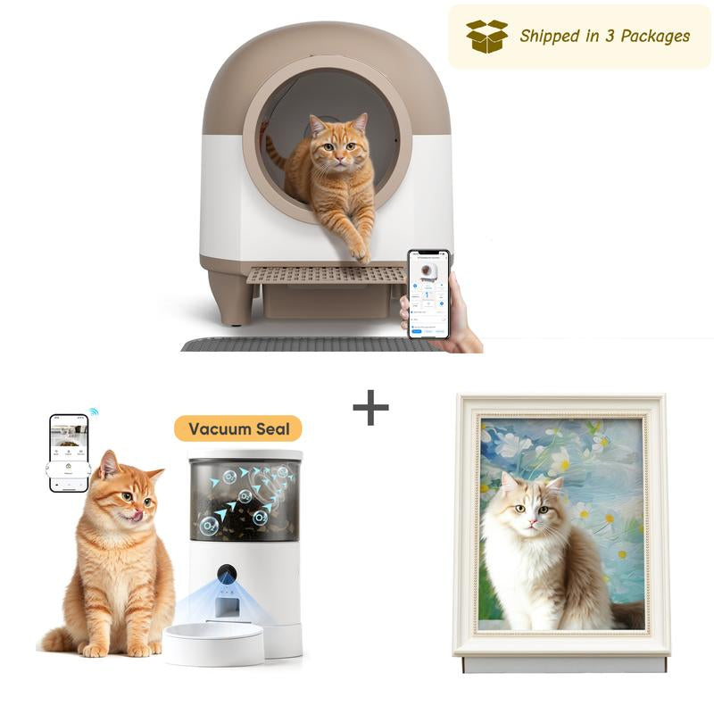 Warcat Smart Low-Noise Auto-Cleaning Litter Box 90L Self Cleaning Cat Litter Box App-Controlled with 10 Smart Sensors, Safety Protection, Easy Maintenance, Easy Setup & Clean