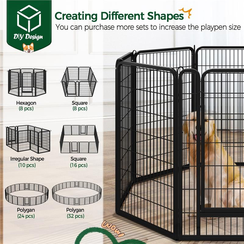 【On Sale】 Yaheetech Dog Playpen 6/8/12/16 Panels Metal Pet Playpen, Outdoor Indoor Dog Exercise Barrier Fence, 24/32/40/47 Inch