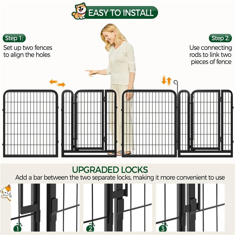 【On Sale】 Yaheetech Dog Playpen 6/8/12/16 Panels Metal Pet Playpen, Outdoor Indoor Dog Exercise Barrier Fence, 24/32/40/47 Inch