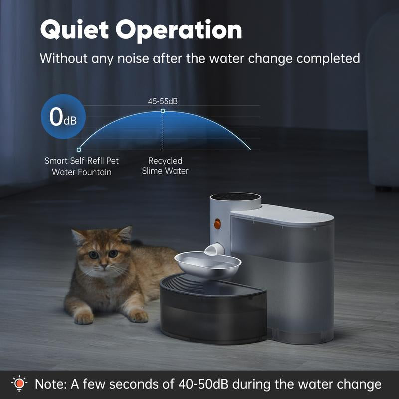 Smart Self-Refill Pet Water Fountain, Stainless Steel Bowl, 2025 New Arrival,Automatic Pet Water Dispenser, Pet Feeding Supplies for Small Dogs&Cats, Kitten Drinking Fountain, Dog&Cat Accessories, Cat Stuff, Cozyvibes Petlife.