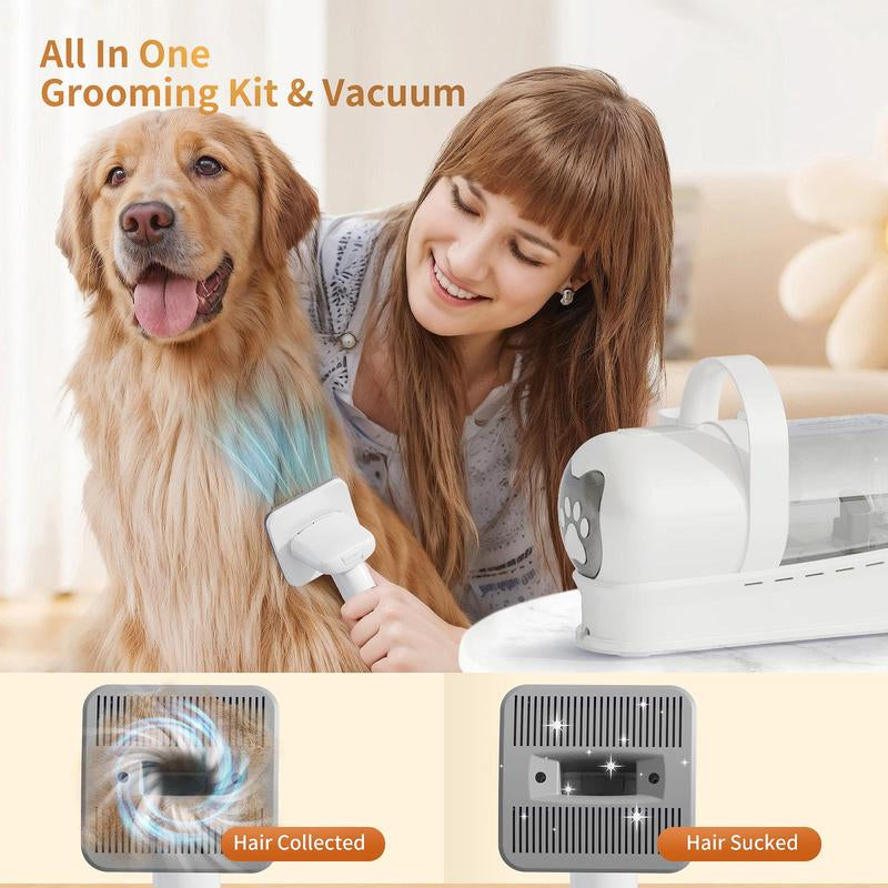 7-In-1 Pet Grooming Kit with Vacuum Function for Dogs Cats Low Noise Design Includes 6 Guide Combs for Precise Trimming