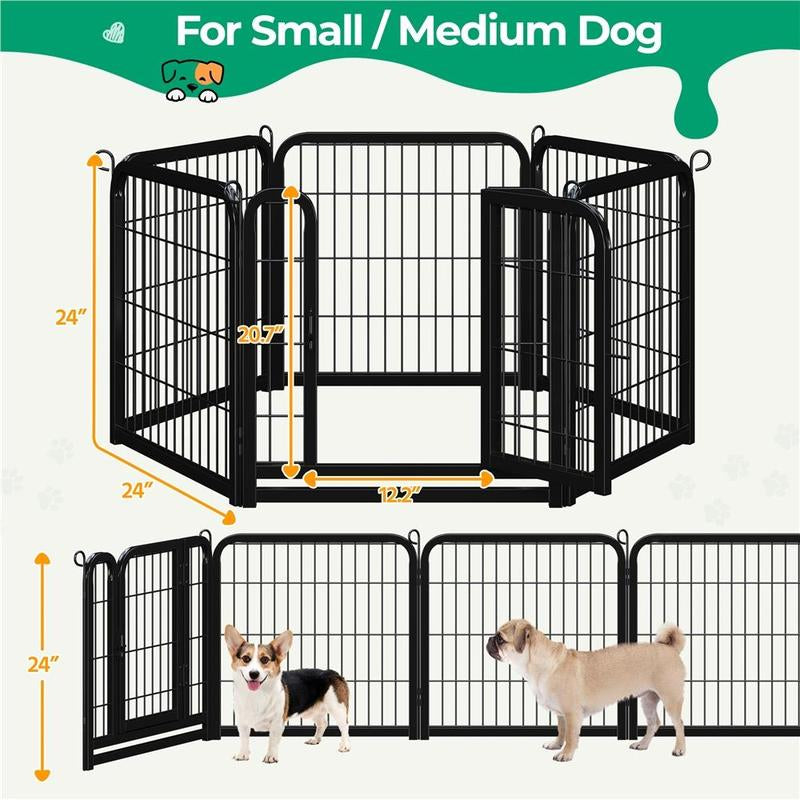 【On Sale】 Yaheetech Dog Playpen 6/8/12/16 Panels Metal Pet Playpen, Outdoor Indoor Dog Exercise Barrier Fence, 24/32/40/47 Inch