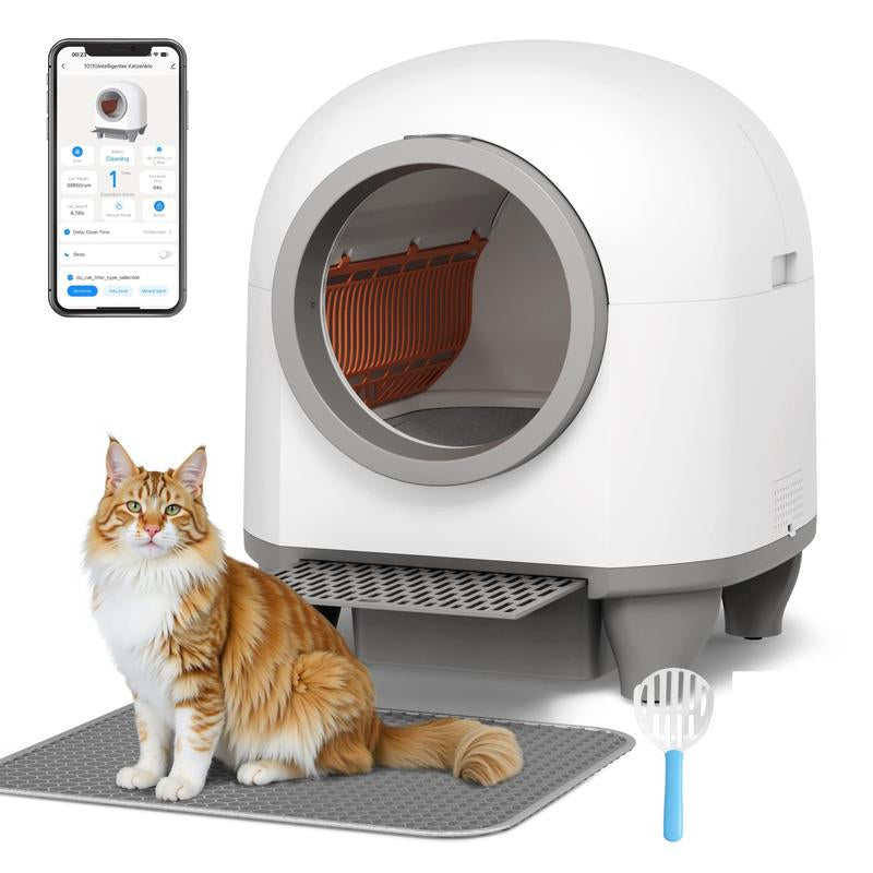 Warcat Smart Low-Noise Auto-Cleaning Litter Box 90L Self Cleaning Cat Litter Box App-Controlled with 10 Smart Sensors, Safety Protection, Easy Maintenance, Easy Setup & Clean