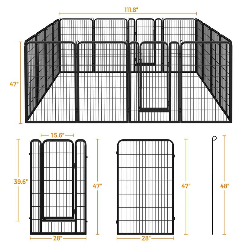 【On Sale】 Yaheetech Dog Playpen 6/8/12/16 Panels Metal Pet Playpen, Outdoor Indoor Dog Exercise Barrier Fence, 24/32/40/47 Inch