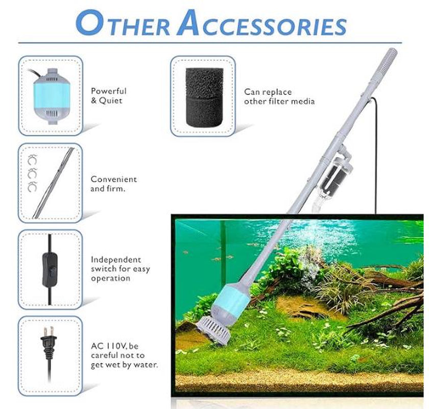 Hygger 360GPH Electric Aquarium Gravel Cleaner, 5 in 1 Automatic Fish Tank Cleaning Tool Set Vacuum Water Changer Sand Washer Filter Siphon Adjustable Length Pet Supplies
