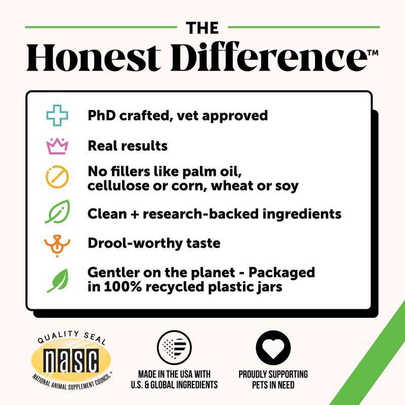 Pet Honesty Probiotics for Dogs, Pet Digestive Relief with Prebiotics, Fiber, & Digestive Enzymes - Promotes Gut & Immune Health - Made with a Natural Blend of Ingredients to Support Diarrhea
