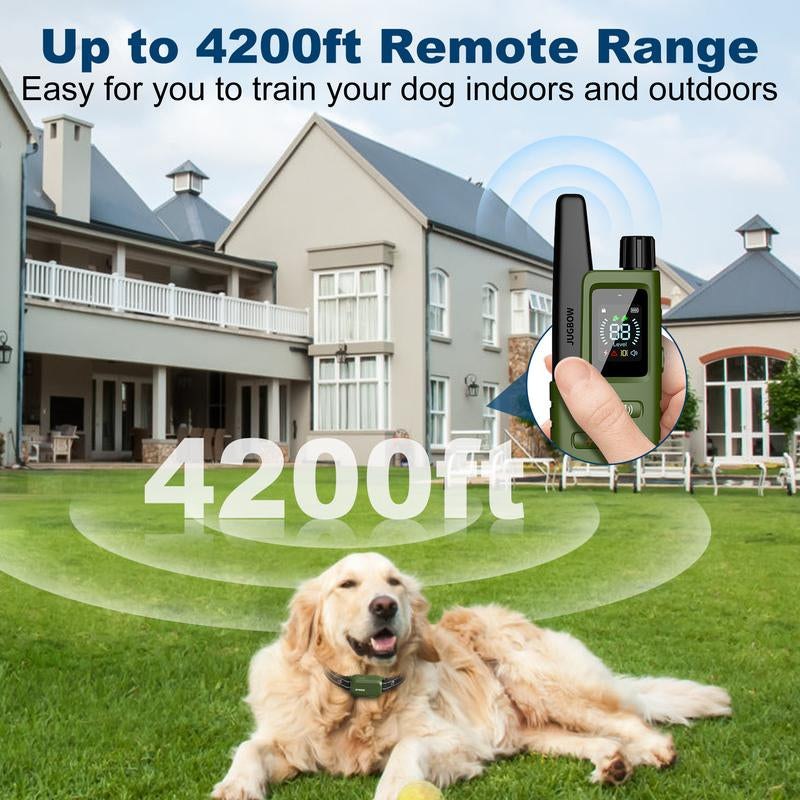 JUGBOW Dog Training Collar 4200FT Dog Training Behavior Aid, Remote IPX7 Waterproof with 4 Training Modes, Outdoor Rechargeable E-Collar DT61
