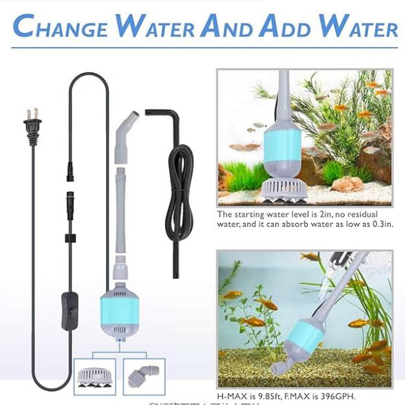 Hygger 360GPH Electric Aquarium Gravel Cleaner, 5 in 1 Automatic Fish Tank Cleaning Tool Set Vacuum Water Changer Sand Washer Filter Siphon Adjustable Length Pet Supplies