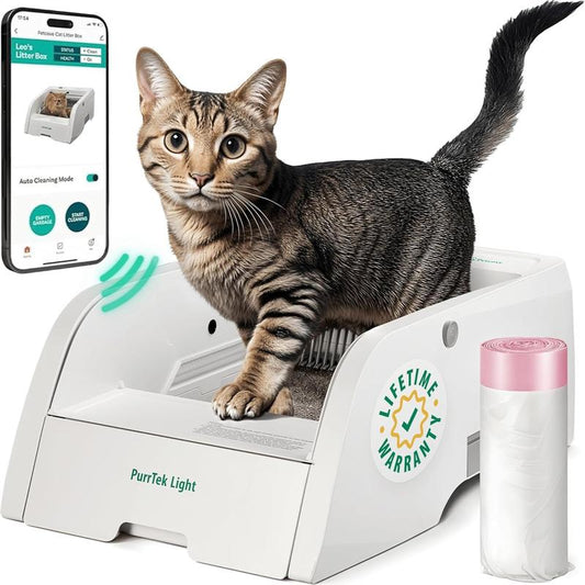Petcove Purrtek Lite, Self Cleaning Open Top Automatic Cat Litter Box, APP Control, Easy to Maintain, Electric Self Scooping, Pet Safety Protection