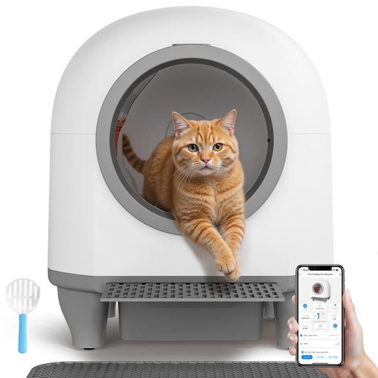 Warcat Smart Low-Noise Auto-Cleaning Litter Box 90L Self Cleaning Cat Litter Box App-Controlled with 10 Smart Sensors, Safety Protection, Easy Maintenance, Easy Setup & Clean