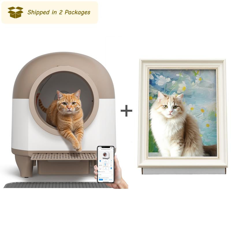 Warcat Smart Low-Noise Auto-Cleaning Litter Box 90L Self Cleaning Cat Litter Box App-Controlled with 10 Smart Sensors, Safety Protection, Easy Maintenance, Easy Setup & Clean