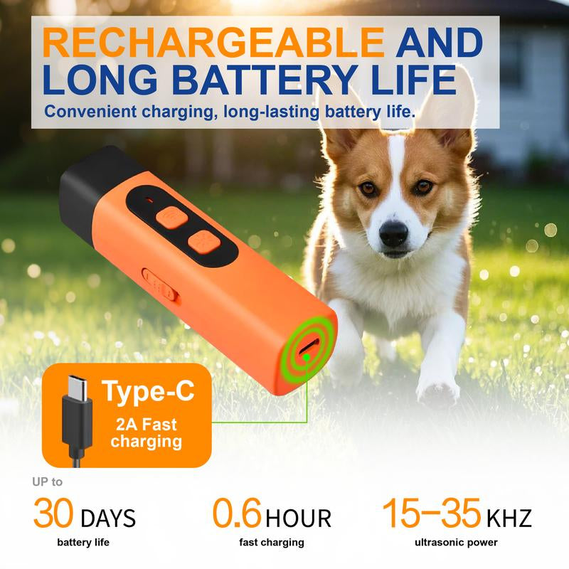 Professional Sonic Emitters Dog Training Tool Dog Bark Deterrent Device with LED Flashlight, 30Ft Range anti Bark Barking Dog Silencer,Rechargeable Portable Dog Barking Stopper