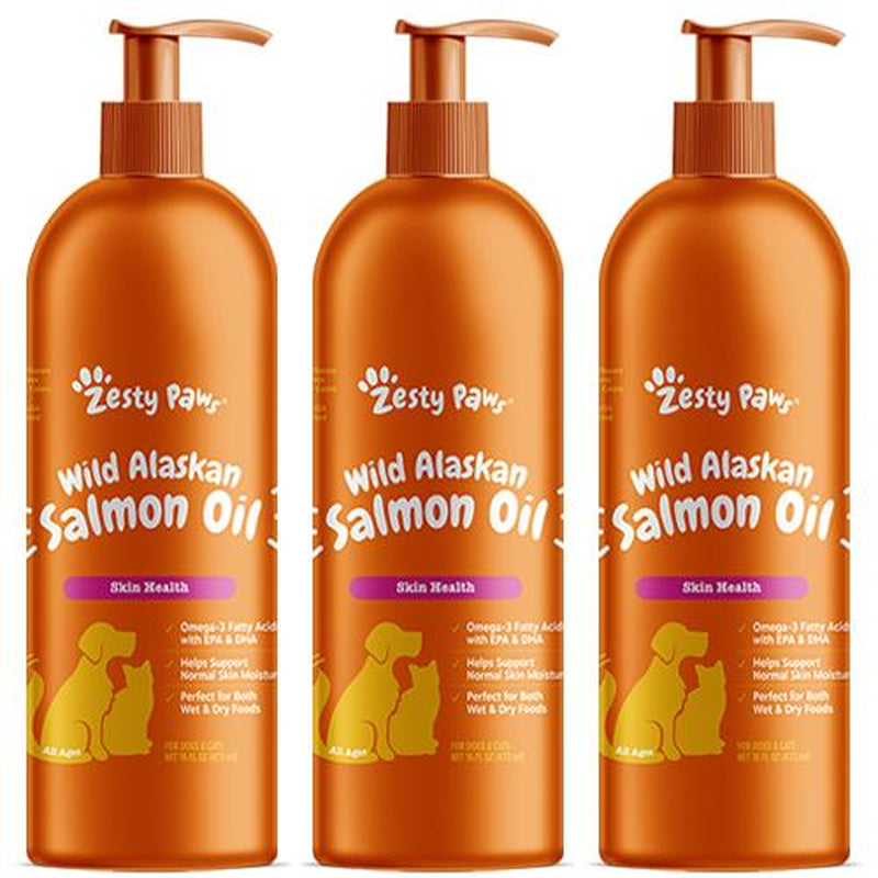Zesty Paws Wild Alaskan Salmon Oil Formula for Dogs & Cats, Omega 3 Fatty Acid Fish Oil with EPA & DHA for Dog Skin and Coat