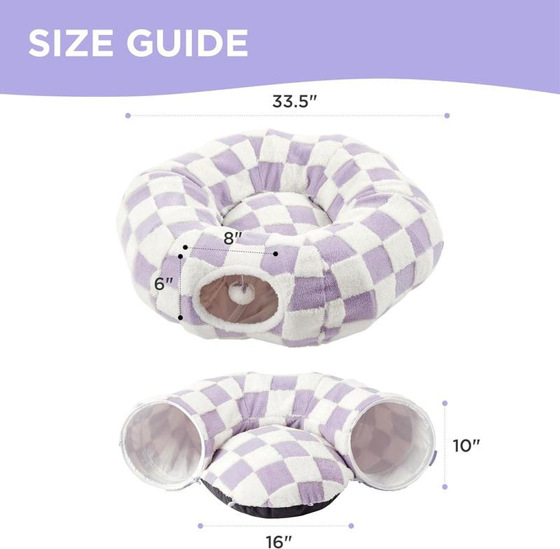 Lesure Cat Tunnel Bed for Indoor Cats - Cute Cat Donut Tunnel with Washable Circle Cushion, round Pet Play Tunnel Toy for Kitten/Puppy/Rabbit - Animal Blanket Home