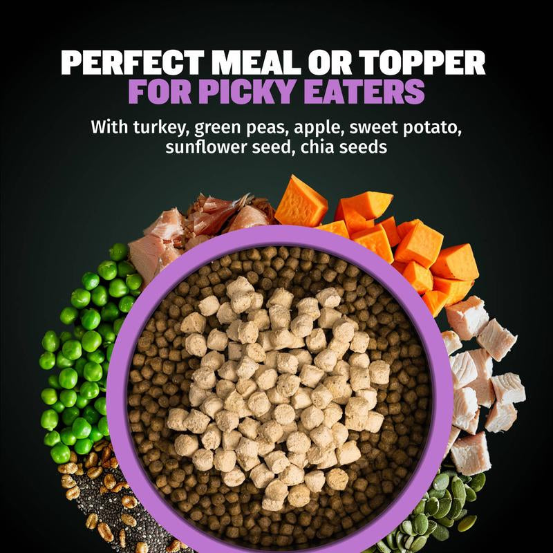 Bully Max Freeze-Dried Raw Dog Food Toppers for Puppies and Adult Dogs - Turkey with Real Fruits & Veggies - Natural Meal Enhancers with Vitamins