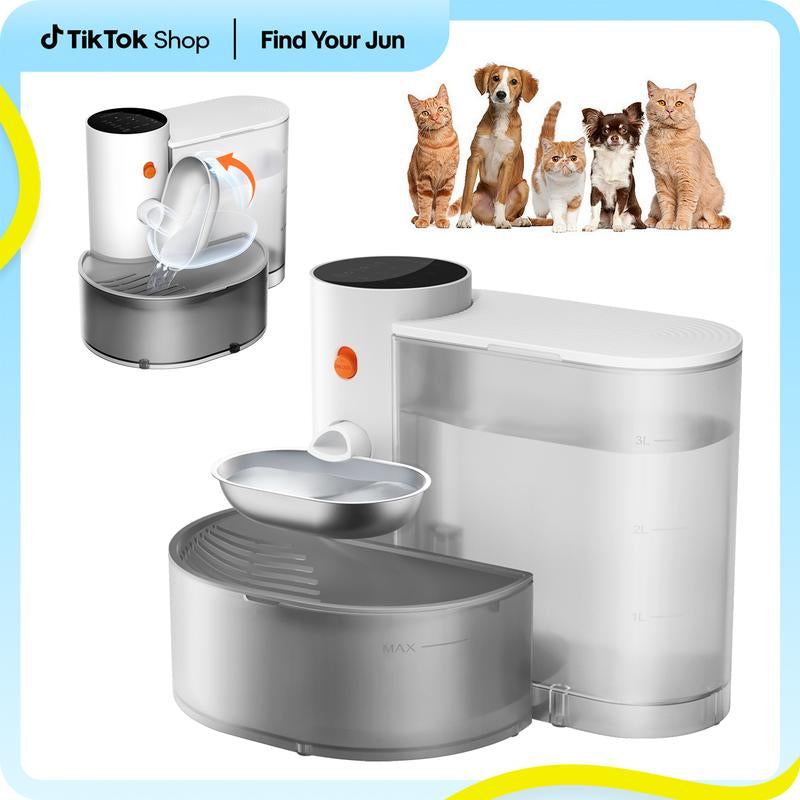 Smart Self-Refill Pet Water Fountain, Stainless Steel Bowl, 2025 New Arrival,Automatic Pet Water Dispenser, Pet Feeding Supplies for Small Dogs&Cats, Kitten Drinking Fountain, Dog&Cat Accessories, Cat Stuff, Cozyvibes Petlife.