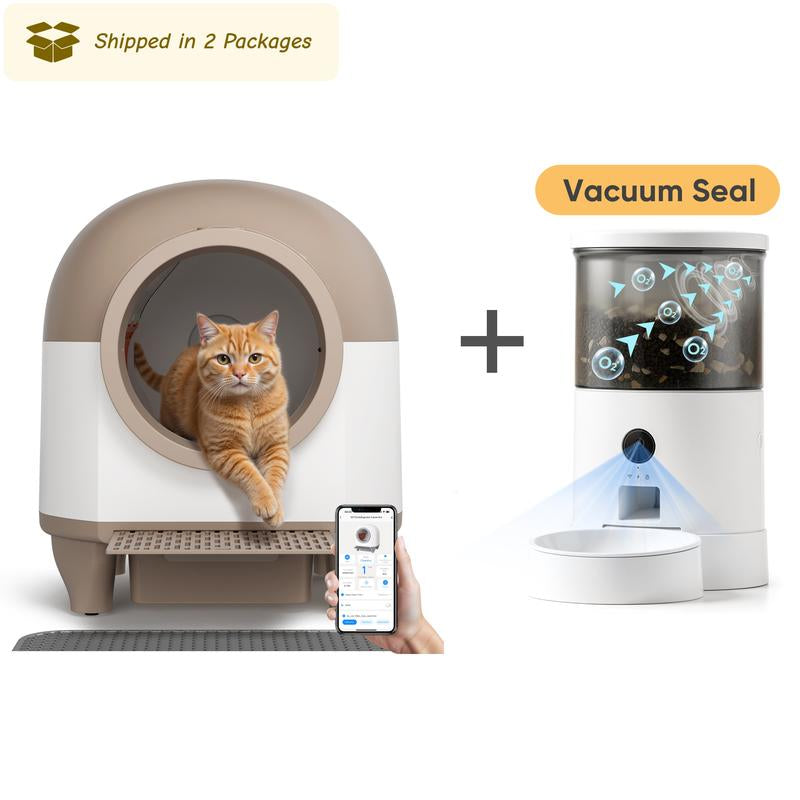 Warcat Smart Low-Noise Auto-Cleaning Litter Box 90L Self Cleaning Cat Litter Box App-Controlled with 10 Smart Sensors, Safety Protection, Easy Maintenance, Easy Setup & Clean