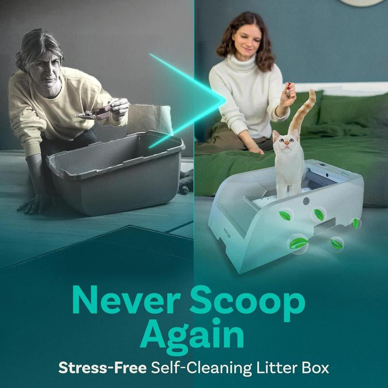 Petcove Purrtek Lite, Self Cleaning Open Top Automatic Cat Litter Box, APP Control, Easy to Maintain, Electric Self Scooping, Pet Safety Protection